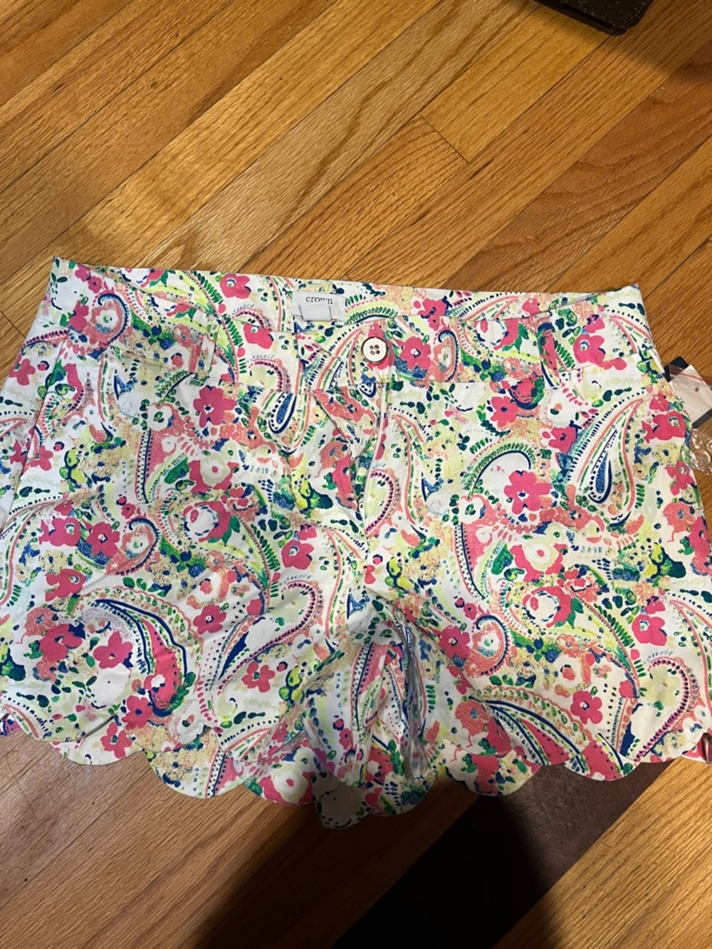 Women’s Floral Scallop-Hem Shorts - Pink Multicolor